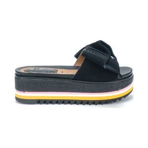 GIOSEPPO Platform Sandals Bow Slip On, 44059 BLACK, Multicolor, Sz 39, US Sz 8.5